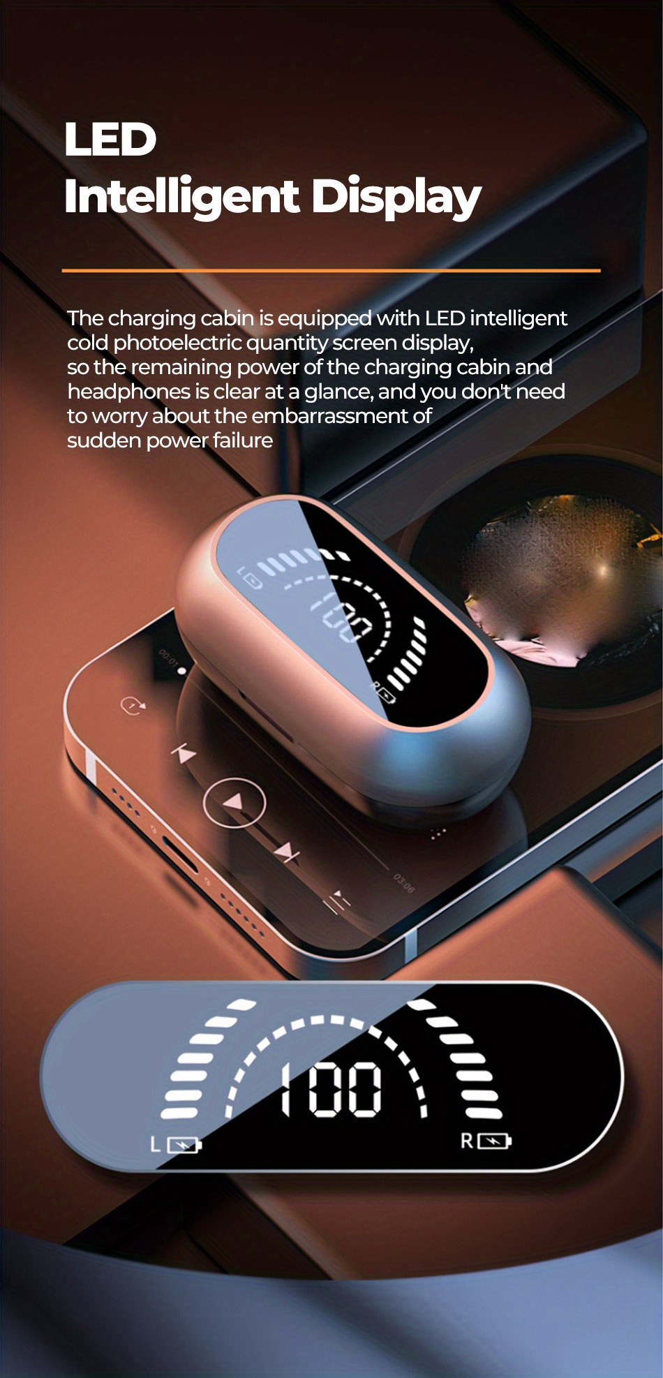 tws wireless5 3 wireless earphone clip earphone sports earphone waterproof stereo high fidelity stereo music on phone with microphone for noise reduction display details 1