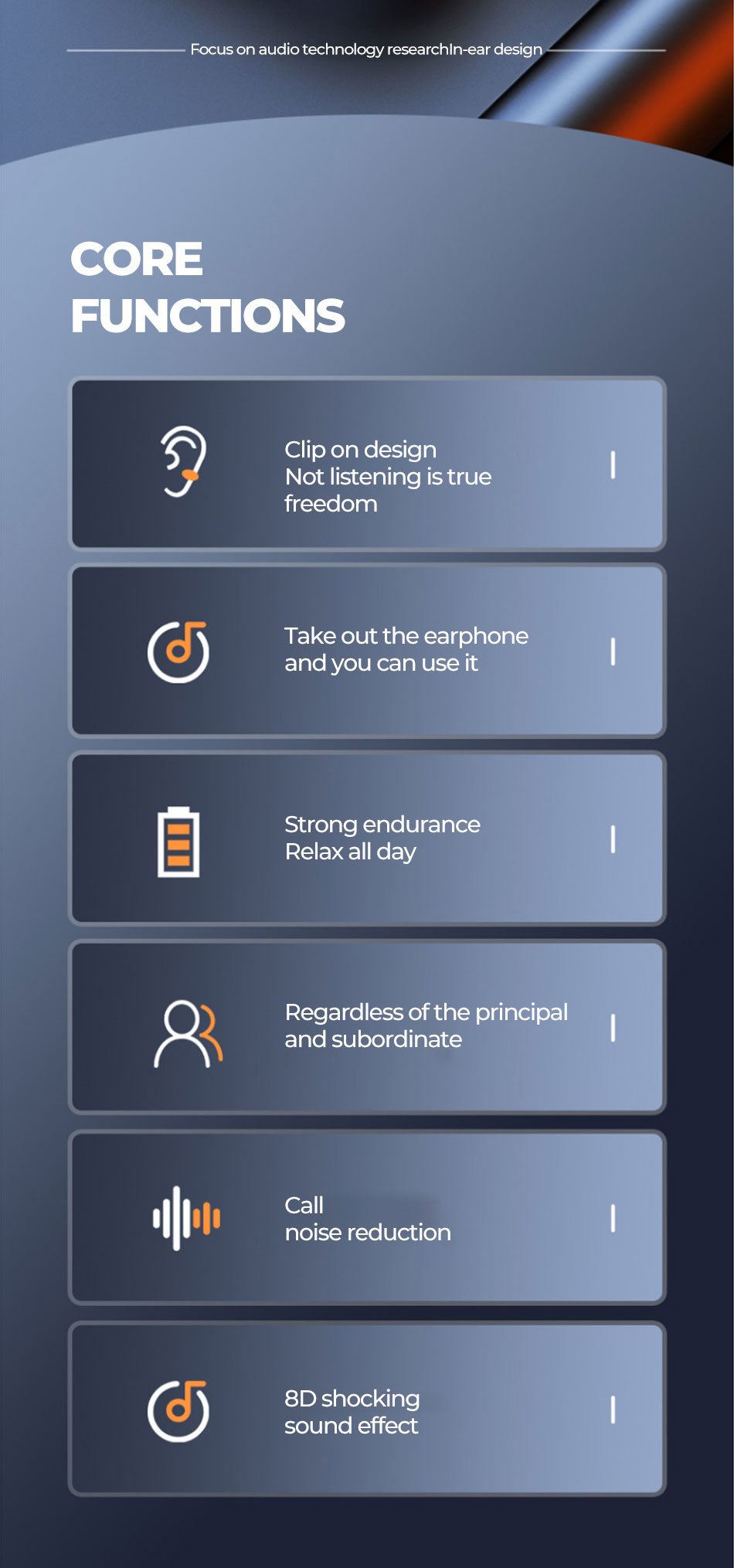 tws wireless5 3 wireless earphone clip earphone sports earphone waterproof stereo high fidelity stereo music on phone with microphone for noise reduction display details 6