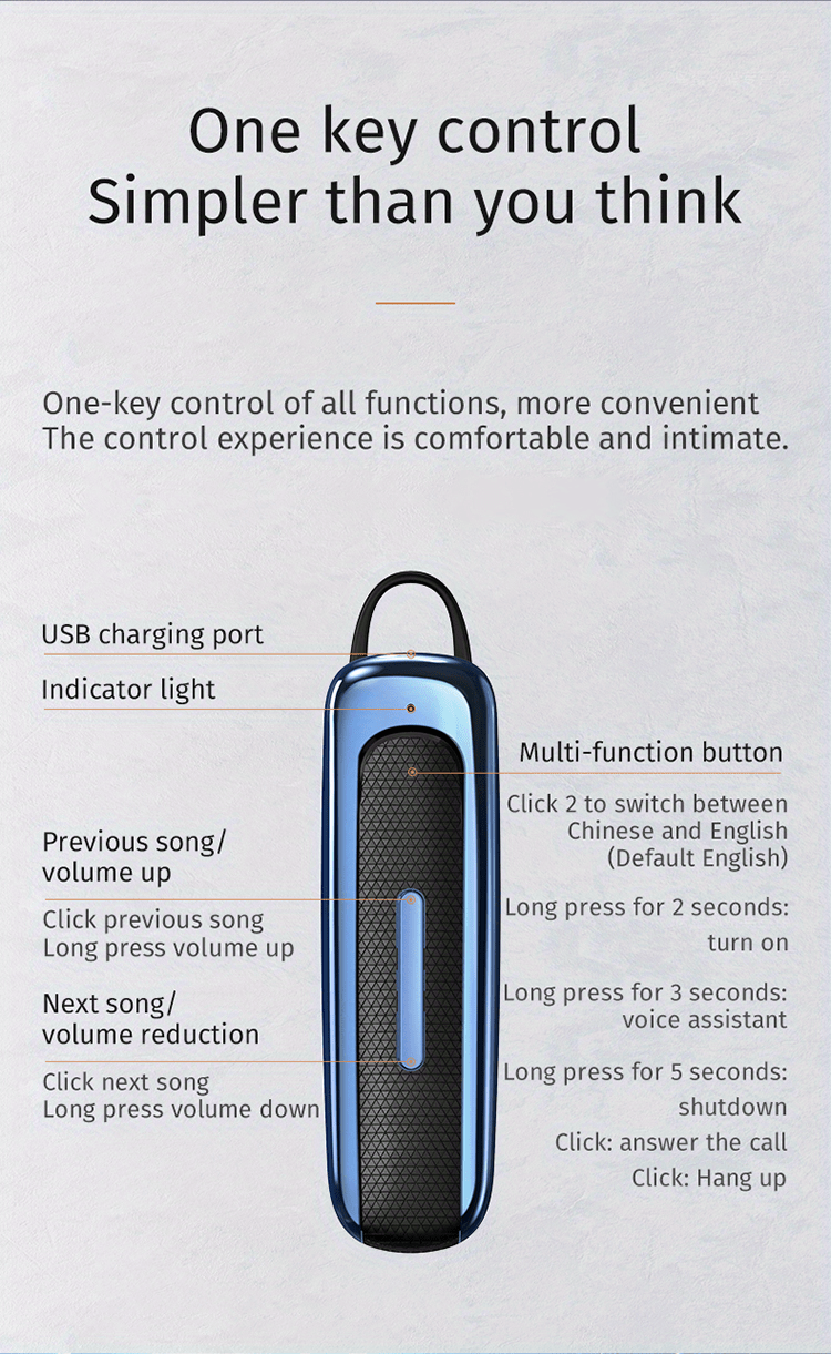 bt earphones new in ear high battery long standby time business and sports single ear stereo true wireless details 8