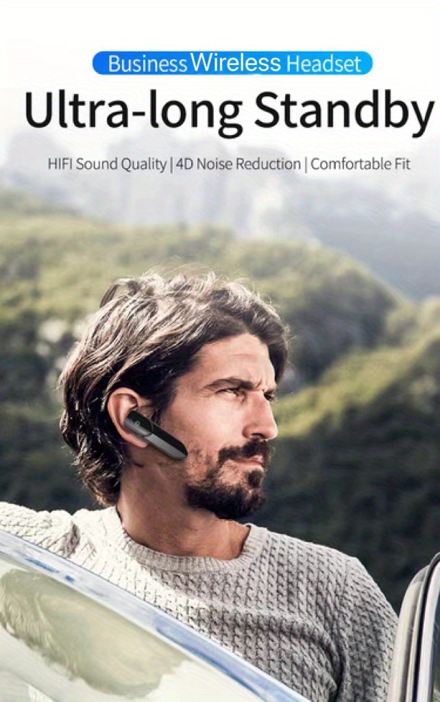v19 wireless headset hd calls noise cancellation long standby more perfect for business sports details 1