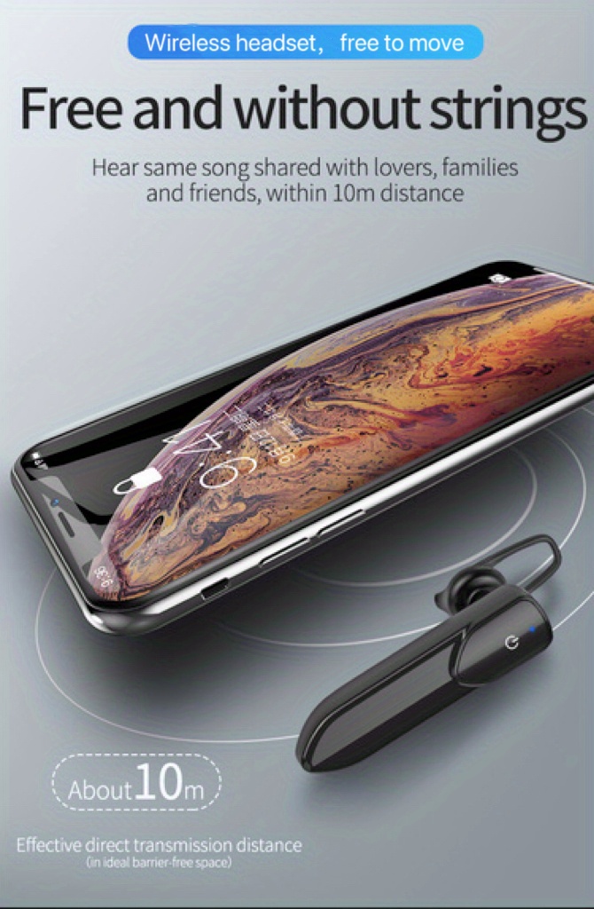 v19 wireless headset hd calls noise cancellation long standby more perfect for business sports details 7