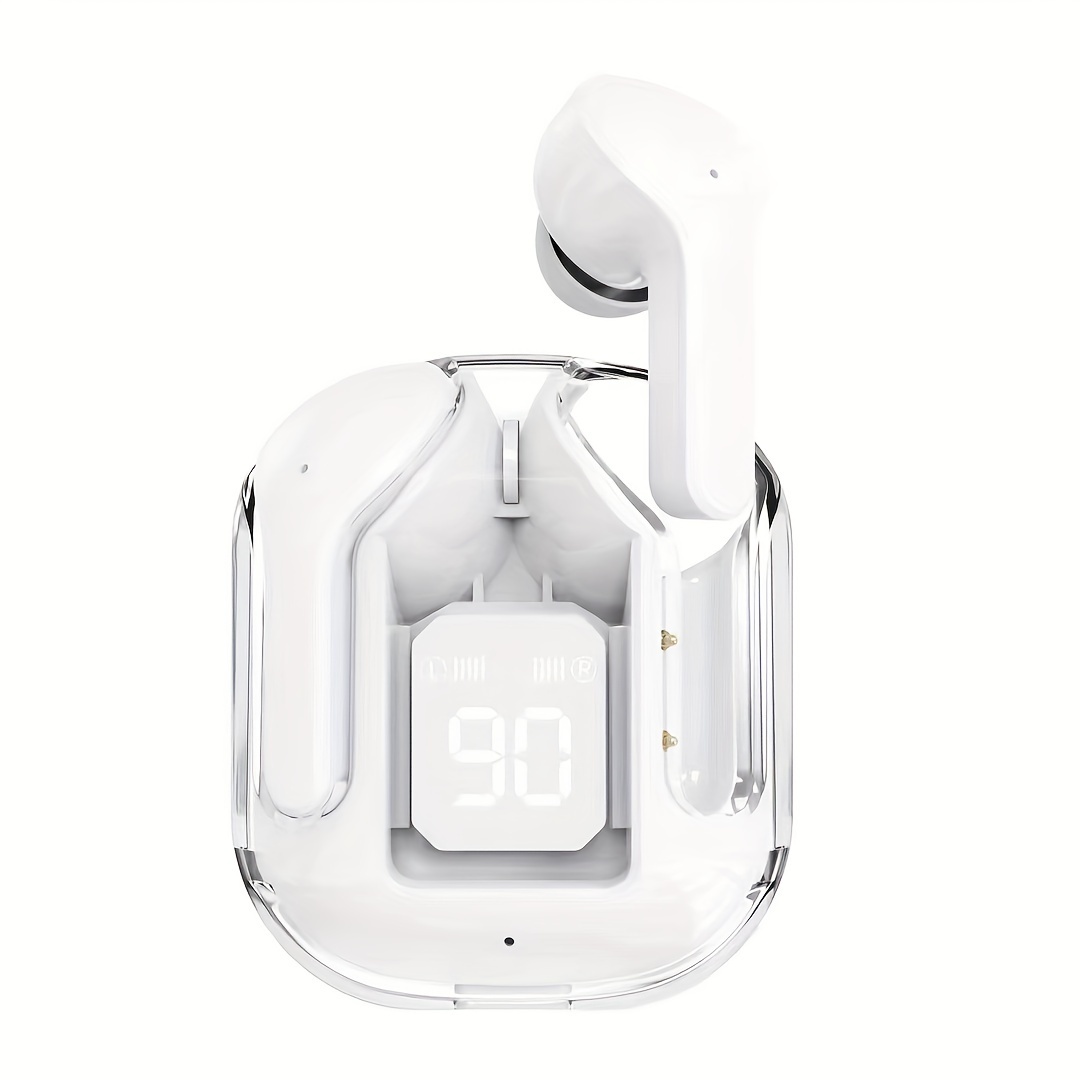 new power display in ear headset transparent space capsule noise reduction tws in ear wireless earphone details 8