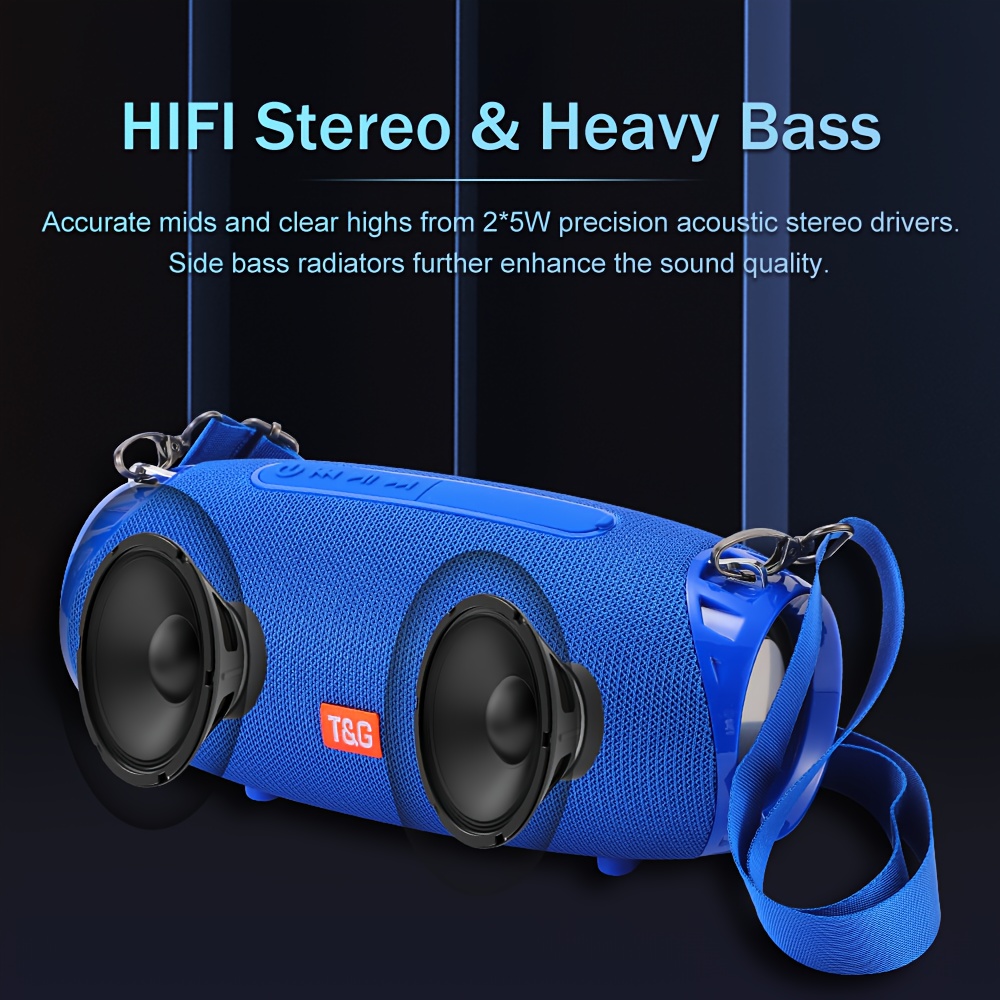 tg534 portable wireless stereo outdoor speaker with dual speakers waterproof for life tws stereo subwoofer hands free call fm for tf card u disk for mobile phone tablet tv music speaker plug in card u disk gift for friends details 3