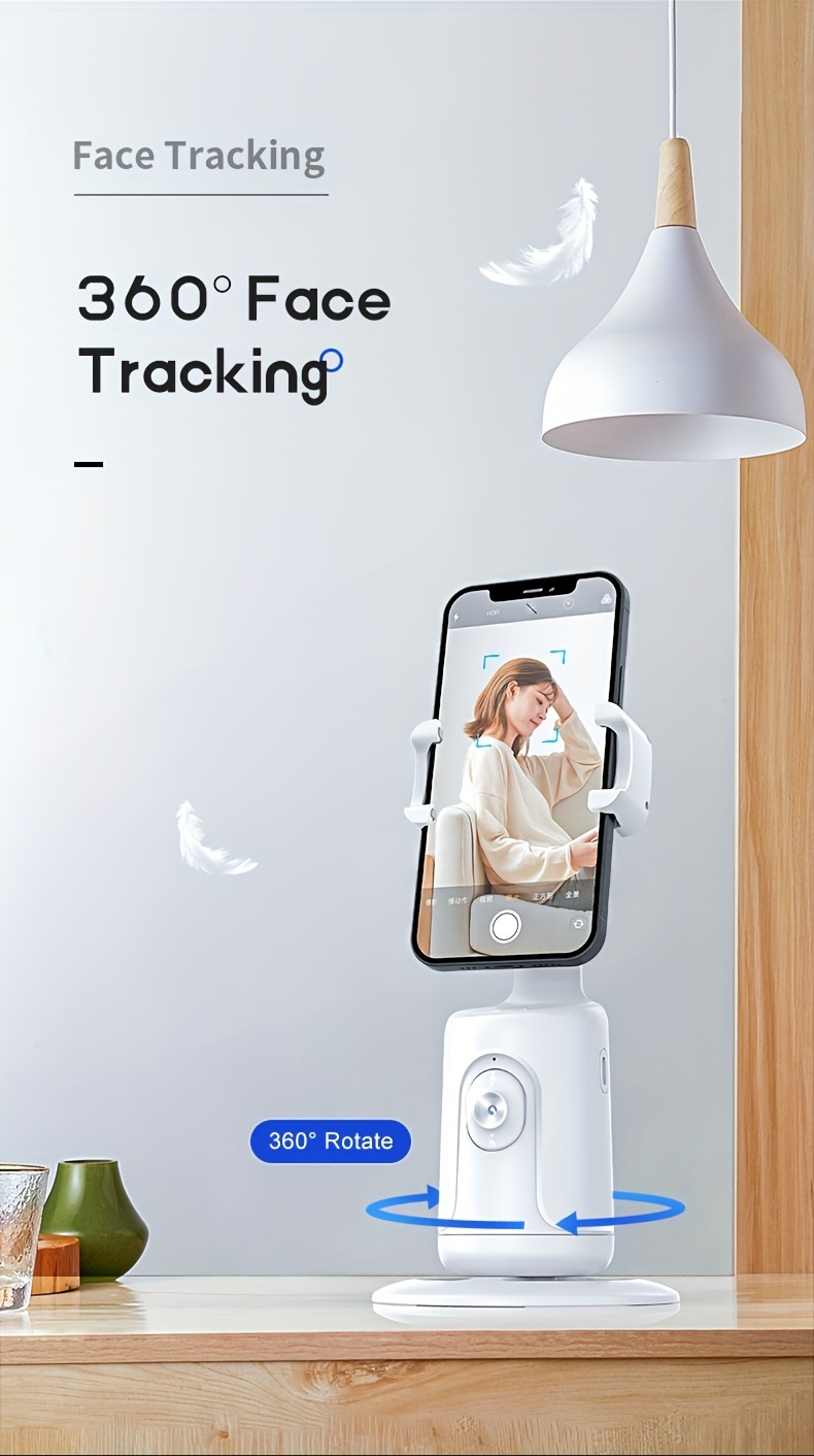 auto tracking phone holder tripod stand smart selfie stick 360 rotation fast face object tracking cameraman robot stand details 2