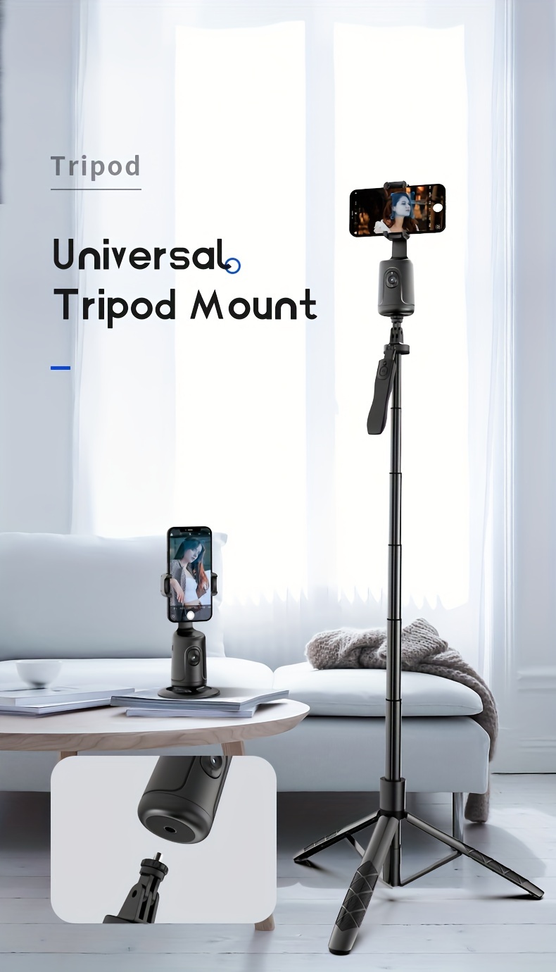 auto tracking phone holder tripod stand smart selfie stick 360 rotation fast face object tracking cameraman robot stand details 8