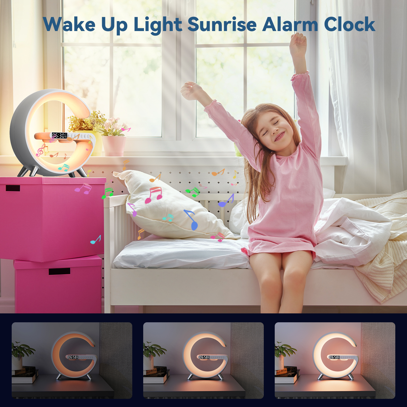 wireless smart desk light with phone charging speakers and rgb rhythm light strip upgrade your workspace and bedroom decor details 2