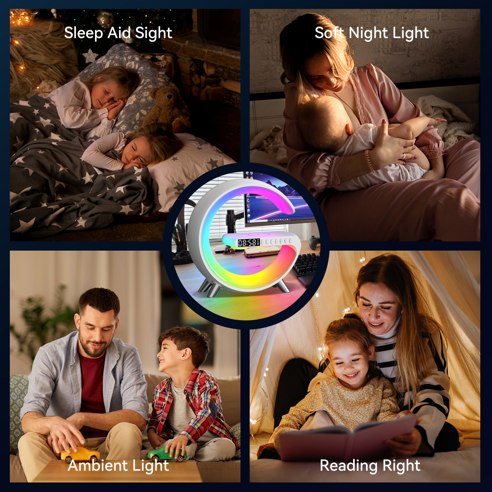 wireless smart desk light with phone charging speakers and rgb rhythm light strip upgrade your workspace and bedroom decor details 3
