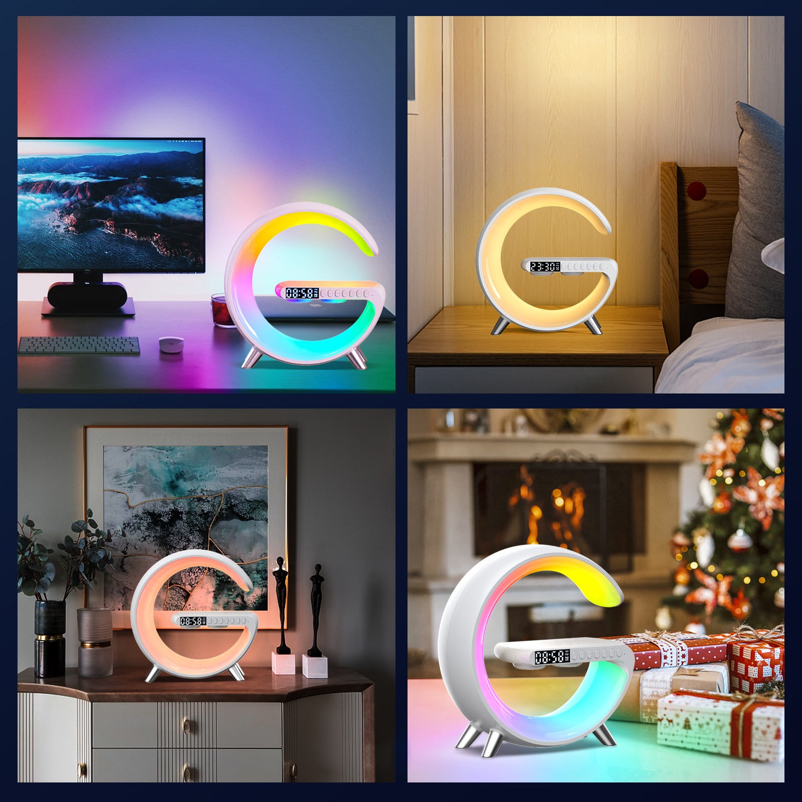 wireless smart desk light with phone charging speakers and rgb rhythm light strip upgrade your workspace and bedroom decor details 4