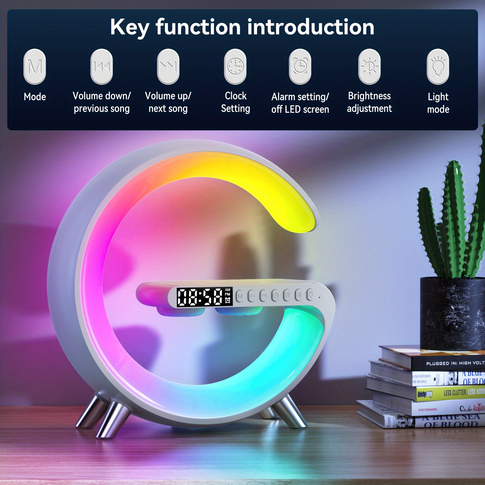 wireless smart desk light with phone charging speakers and rgb rhythm light strip upgrade your workspace and bedroom decor details 5