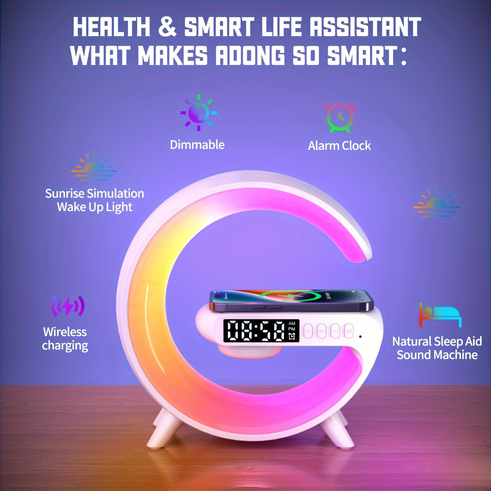 mini multifunction wireless charger pad stand speaker tf rgb night light fast charging station for iphone14 13 12 for samsung for xiaomi details 3