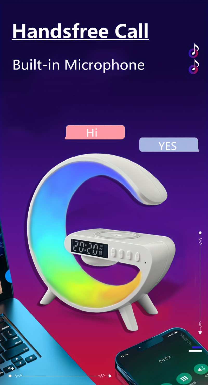 mini multifunction wireless charger pad stand speakers tf rgb night light fast charging station for iphone14 13 12 for samsung for xiaomi details 10