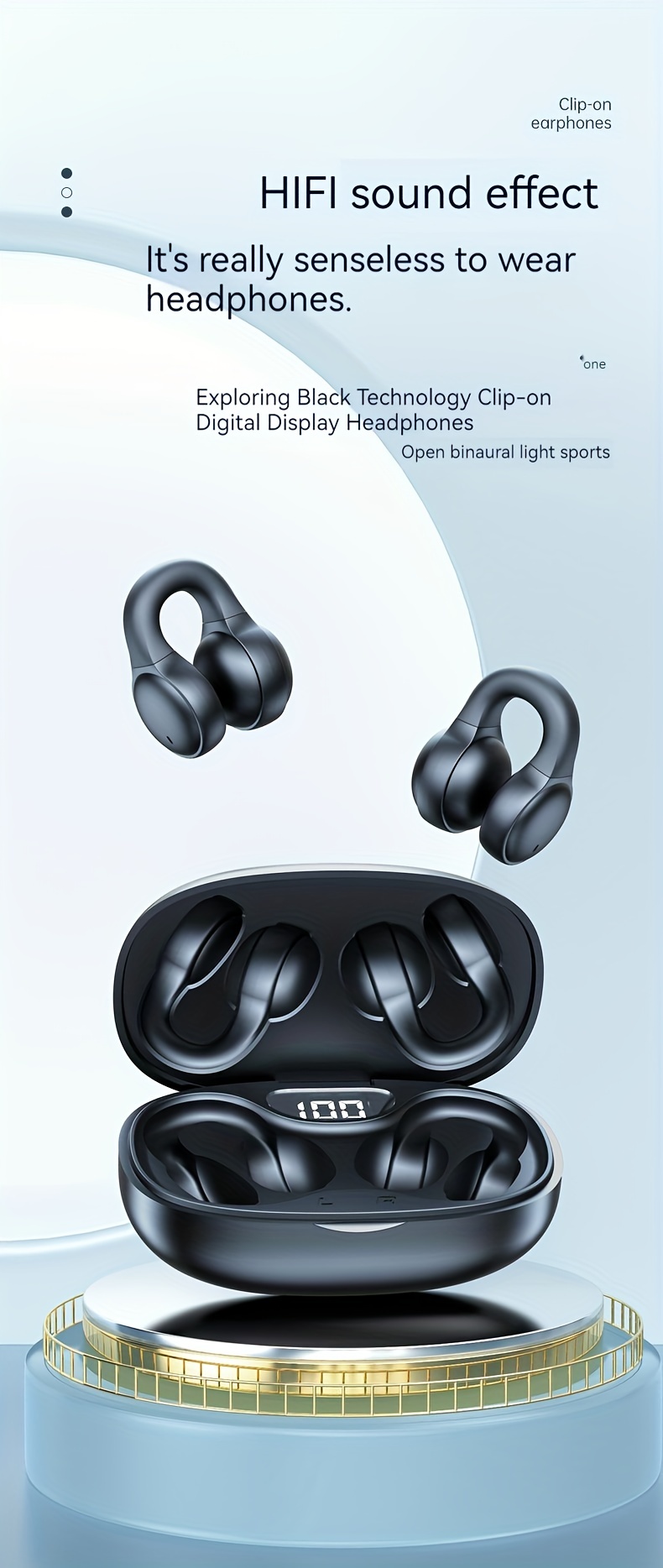 new wireless headset touch earphones clip ear headphones for xiaomi earphone for iphone earbud details 0