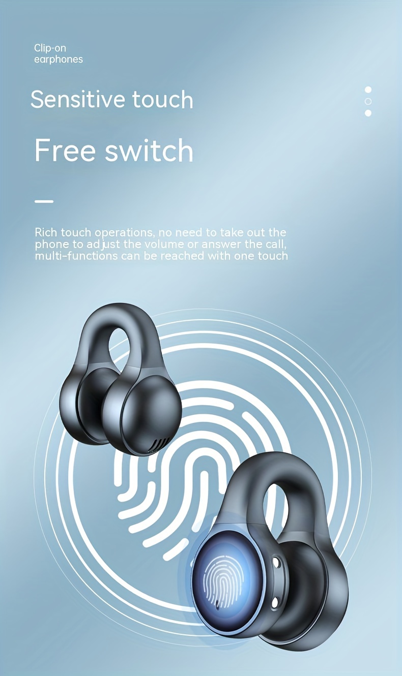 new wireless headset touch earphones clip ear headphones for xiaomi earphone for iphone earbud details 8