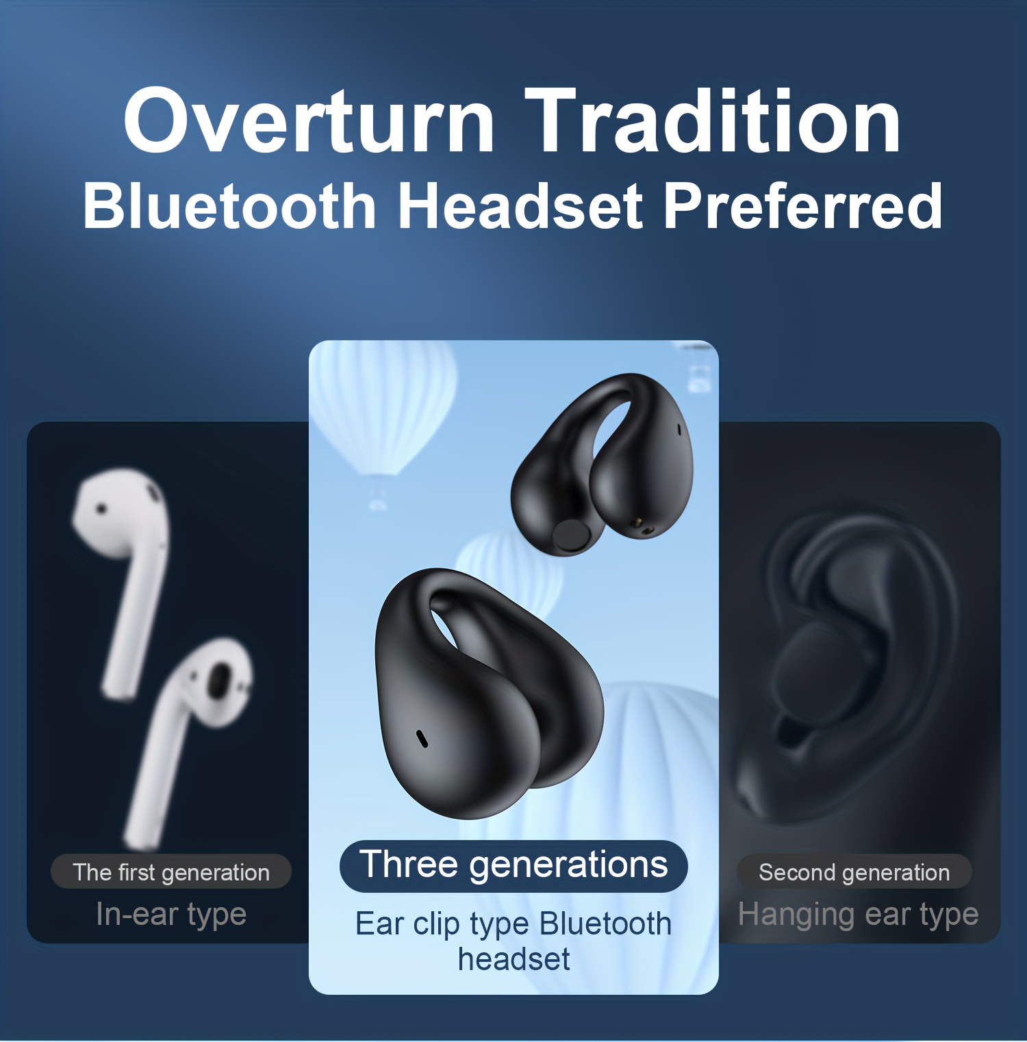 2023 new long battery life wireless earphones clip ear hd non in ear for iphone android universal digital display earphones stereo sound best gift unisex details 0