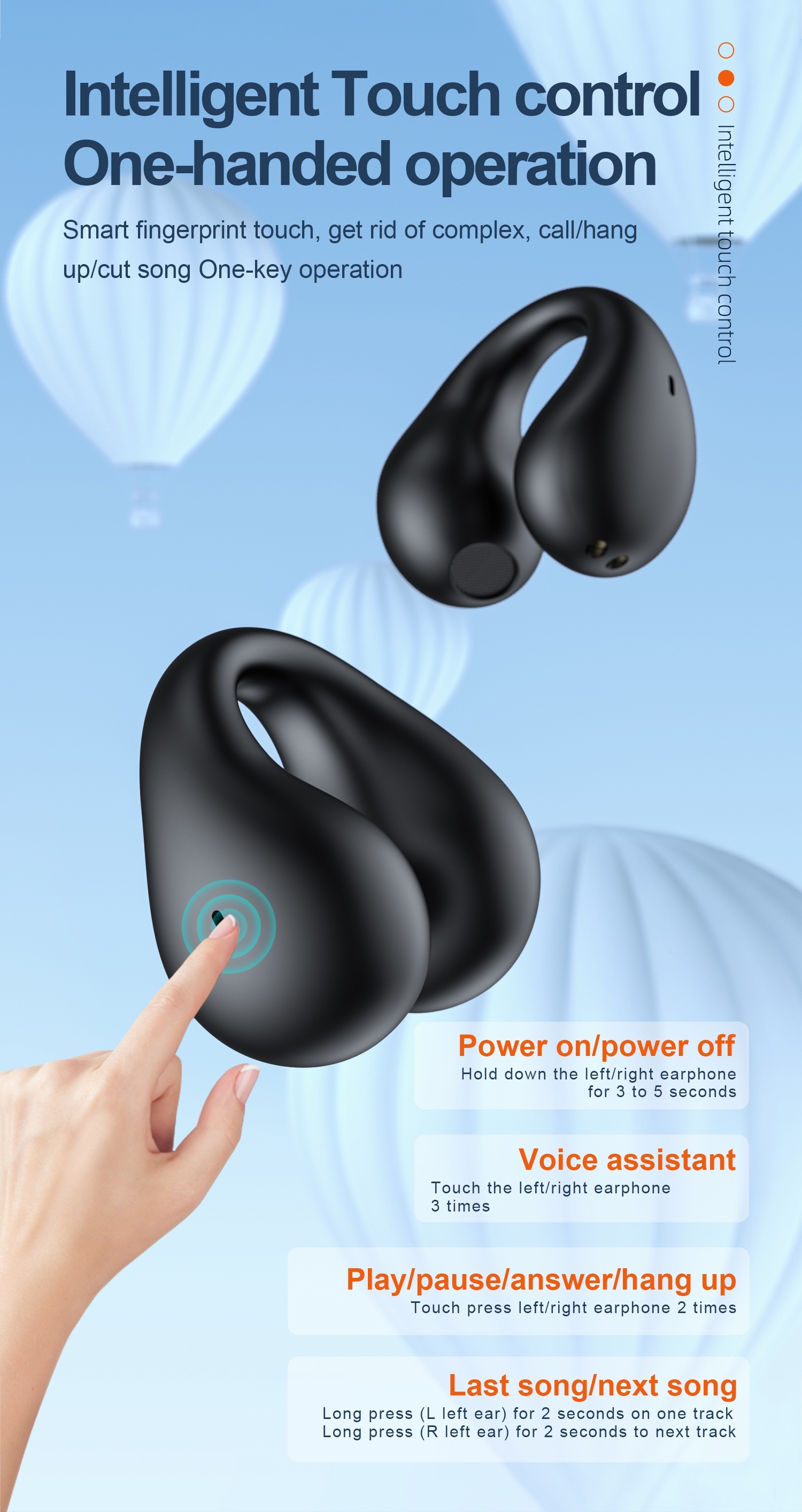 2023 new long battery life wireless earphones clip ear hd non in ear for iphone android universal digital display earphones stereo sound best gift unisex details 5