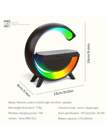SM2301 Wireless Speaker 6 Light Modes Wireless Charging Function Black And White