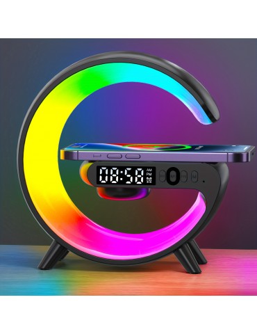 Multifunction Wireless Charger Pad Stand Speaker TF RGB Night Light 15W Fast Charging Station For IPhone, Samsung, Xiaomi