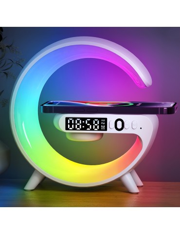 Multifunction Wireless Charger Pad Stand Speaker TF RGB Night Light 15W Fast Charging Station For IPhone, Samsung, Xiaomi