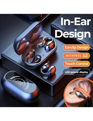 TWS Wireless5.3 Wireless Earphone Clip Earphone Sports Earphone Waterproof Stereo, High Fidelity Stereo Music On Phone, With Microphone For Noise Reduction Display.