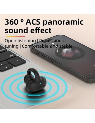 Single Ear Air Conduction Headphone, Fasion Open Clip-on Wireless Earphone, Comfortable To Wear, Long Battery Life Wireless Earphone