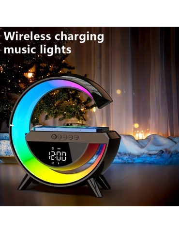 Wireless Speaker Smart RGB Light Bar Sunrise Alarm Clock To Wake You Up Refreshed!Color Changing Timer Alarm Clock Charger Stand, Bedside Lamp And Speaker Alarm Clock Simulates A Sunset