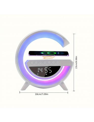 Wireless Speaker Smart RGB Light Bar Sunrise Alarm Clock To Wake You Up Refreshed!Color Changing Timer Alarm Clock Charger Stand, Bedside Lamp And Speaker Alarm Clock Simulates A Sunset