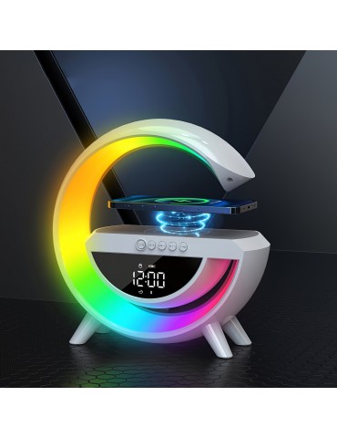 Wireless Speaker Smart RGB Light Bar Sunrise Alarm Clock To Wake You Up Refreshed!Color Changing Timer Alarm Clock Charger Stand, Bedside Lamp And Speaker Alarm Clock Simulates A Sunset