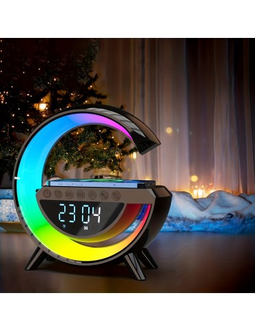 Wireless Speaker Smart RGB Light Bar Sunrise Alarm Clock To Wake You Up Refreshed!Color Changing Timer Alarm Clock Charger Stand, Bedside Lamp And Speaker Alarm Clock Simulates A Sunset