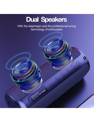 20W Wireless Speakers, Outdoor Portable Subwoofer Speaker Waterproof IPX 5, Wireless Speaker, Dual Pairing,1800mAh Battery, 6 Hours Playtime Loud Stereo, Booming Bass
