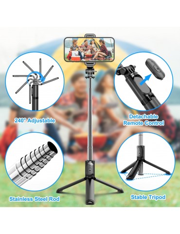 Selfie Stick, Extendable Selfie Stick Tripod With Wireless Remote And Tripod Stand, Portable, Lightweight, Compatible With IPhone 14 13 12 Pro Xs Max Xr X 8Plus 7, Samsung Smartphone And More