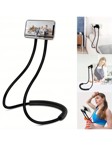 Retractable Neck Hanging Selfie Pole Stand Adjustable 360Â° Free Rotation Bracket Universal Desktop Bed Car Lazy Mobile Holder