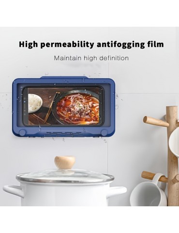 Wall Mount Shower Phone Holder Bathroom Case Waterproof Self Adhesive Bathroom Phone Holder Anti Fog Touch Screen For Bathroom Shower Kitchen Make Up Compatible With Mobile Phones Under 6.8 Inches