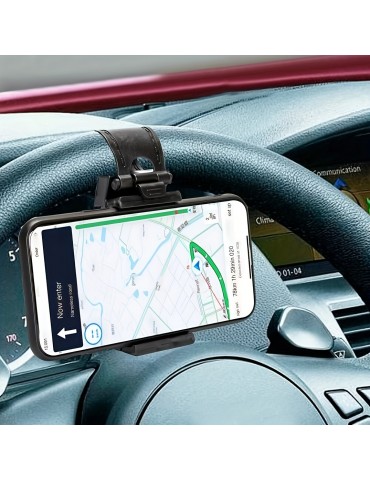 New Universal Car Mobile Phone Holder Car Steering Wheel Mobile Phone Bracket Car Navigation Frame Telescopic Clip
