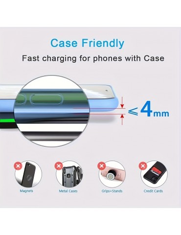 Wireless Charger Qi 15W Max Fast Wireless Charging Pad With USB C Cable Compatible With Samsung Galaxy S22,S21,S21 Ultra,S21Plus,S20 Fe,S10,Note 20/10,Google Piexl 5, LG Velvet 5