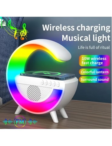 Smart Colorful RGB Lamp, Night Light With Wireless Charging For Mobile Phone, Creative Speakers, 3-in-1 Bedside Bedroom Night Light, Mobile Phone Watch Wireless Charger Music Speaker, Desktop Decoration Atmosphere Lamp Creative Gift