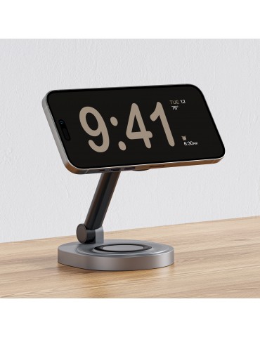 Foldable Wireless Charger 2in1 Fast Magnetic Station 15W Compatible With Mag-Safe Charging Station For Multiple Devices Wireless Charger Stand Charger Charging Dock For IPhone 14 13 12 Series IWatch AirPods