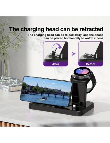 3 In 1 Charging Station For Samsung Multiple Devices Fast Charging Stand For Galaxy S23 Ultra/S23+/S22/S21/Note20/Z Flip/Z Fold 4/Galaxy Buds Wireless Charger Dock Stand For Galaxy Watch 6/Classic/ 5 Pro/4/3/Lte/Active/2/1