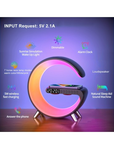 Wireless Smart Desk Light With Phone Charging, Speakers, And RGB Rhythm Light Strip - Upgrade Your Workspace And Bedroom Decor