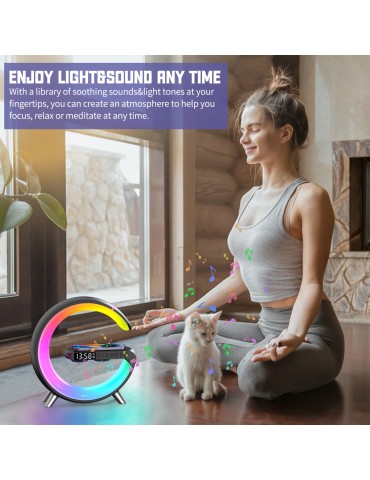 Wireless Smart Desk Light With Phone Charging, Speakers, And RGB Rhythm Light Strip - Upgrade Your Workspace And Bedroom Decor
