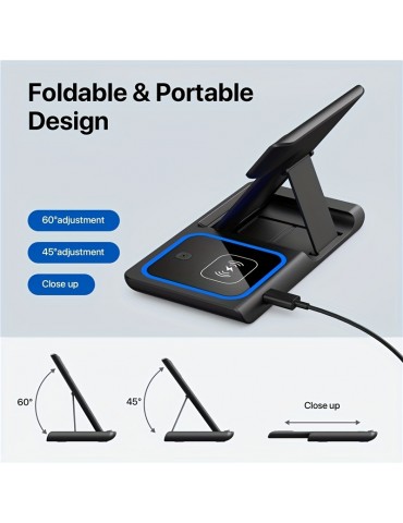 3 In 1 Wireless Charger Stand Pad For IPhone 14 13 12 11 X iWatch 8 7 Airpods Foldable 15W Phone Fast Charging Dock Station