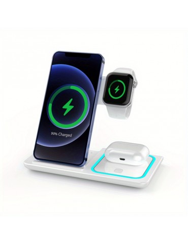 3 In 1 Wireless Charger Stand Pad For IPhone 14 13 12 11 X iWatch 8 7 Airpods Foldable 15W Phone Fast Charging Dock Station