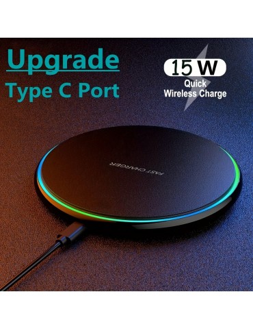 15W Fast Wireless Charging Pad For IPhone 15 14 13 12 11 Pro Max Samsung Galaxy S22 S21 S20 S10 S9 Xiaomi Wireless Charging Station