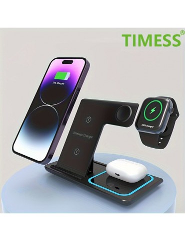 3 In 1 Fast Charging Station, Folding Wireless Charger Stand For IPhone 14,13,12,11/Pro/Max/Mini/Plus, X, XR, XS/Max, SE, 8/Plus, For IWatch 1-8, For Airpods 3/2/Pro