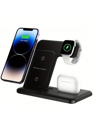 3 In 1 Foldable Wireless Charger, Fast Wireless Charging Station For IPhone 14/13/12/11/Pro/Max/Mini/8/Plus/X/XR/XS/X/SE, For IWatch Ultra/8/7/6/5/4/3/2/1/SE, For AirPods 3/2/1/Pro/Pro2