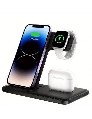 3 In 1 Foldable Wireless Charger, Fast Wireless Charging Station For IPhone 14/13/12/11/Pro/Max/Mini/8/Plus/X/XR/XS/X/SE, For IWatch Ultra/8/7/6/5/4/3/2/1/SE, For AirPods 3/2/1/Pro/Pro2