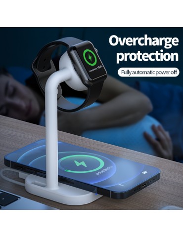 1pc 2 In 1 Wireless Charger Compatible With IPhone Apple Watch And AirPods Qi Charger Wireless Charging Station For IPhone 12/11, IWatch 6/SE/5/4/3/2/1 And More