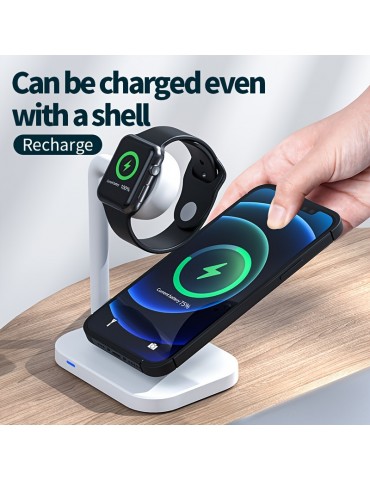 1pc 2 In 1 Wireless Charger Compatible With IPhone Apple Watch And AirPods Qi Charger Wireless Charging Station For IPhone 12/11, IWatch 6/SE/5/4/3/2/1 And More