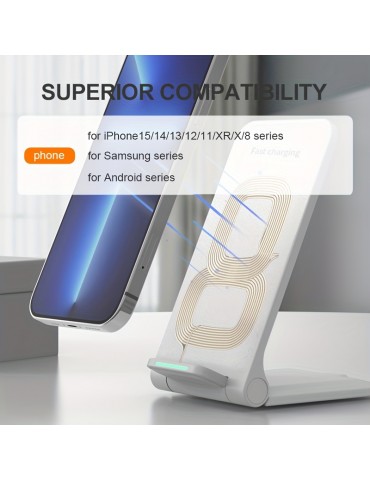 15W Fast Wireless Charging Stand - Compatible With IPhone, Samsung, Motorola, OnePlus & More - Qi Certified Charger!