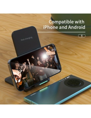 15W Fast Wireless Charging Stand - Compatible With IPhone, Samsung, Motorola, OnePlus & More - Qi Certified Charger!