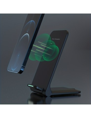 15W Fast Wireless Charging Stand - Compatible With IPhone, Samsung, Motorola, OnePlus & More - Qi Certified Charger!